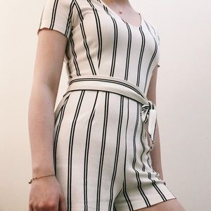 Black and White Striped Romper